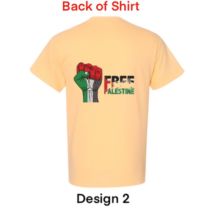 Embroidered Palestine map with Arabic calligraphy  (“Palestine”) and dove design Unisex T-Shirt (Palestine T-shirt) (Free Palestine T-shirt)