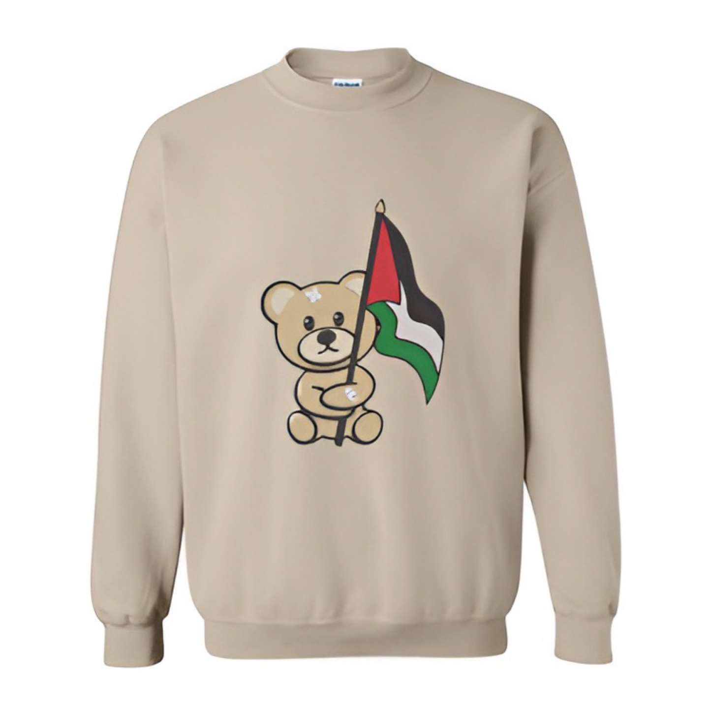 Embroidered Peace Bear Palestine Flag Sweatshirt - Unisex Cultural Crewneck (Palestine Crew Neck) (Free Palestine crew neck)