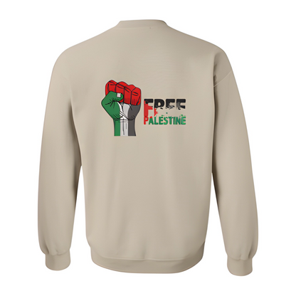 Embroidered Palestine Map & Calligraphy Embroidered Sweatshirt - Unisex Heritage Crew neck (Palestine Crew Neck) (Free Palestine crew neck)